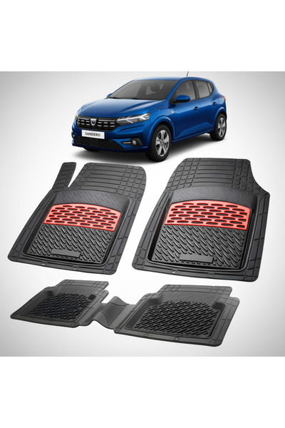 TEAMCAR Covorașe tip tavă compatibile cu Dacia Sandero III 2020-2022, roșu