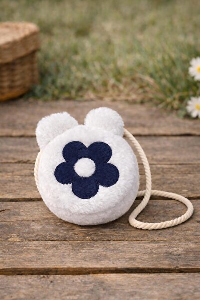 Me&On WEAR Peluş Çiçek Aplikeli Mini Çocuk Çantası – Ayıcık Kulaklı Sevimli T...