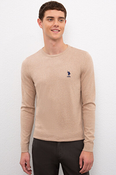 U.S. Polo Assn. Men's Camel Melange Basic Sweater 50224739-Vr122