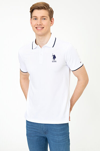 U.S. Polo Assn. Men's White Polo Collar Basic T-Shirt 50231766-Vr013
