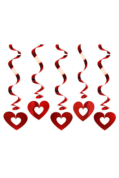 DecoDepot Σπειροειδής γιρλάντα με σχέδιο καρδιάς από αλουμινόχαρτο, κόκκινη, ...