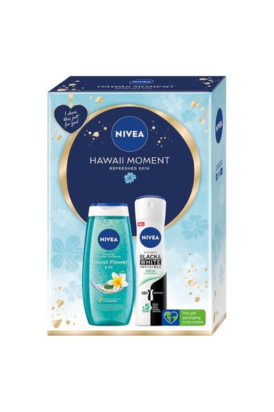 NIVEA Set 2 x Hawaii Moment Women's Gift Box, Shower Gel 250 ml, Deodorant Sp...