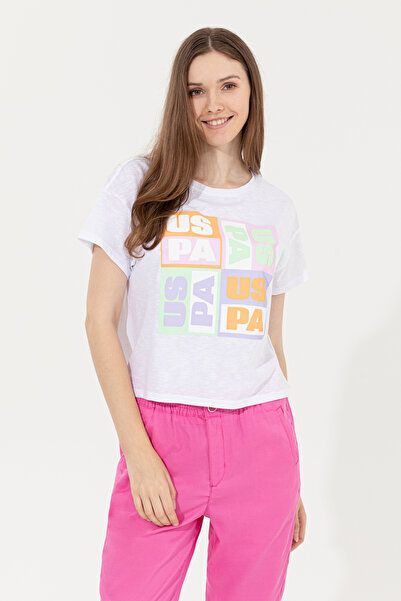 U.S. Polo Assn. Women's Mint Crew Neck Crop T-Shirt 50249005-Vr090