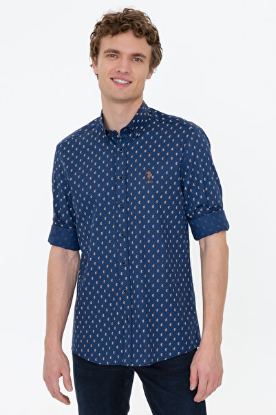 U.S. Polo Assn. Men's Navy Blue Long Sleeve Shirt 50242801-Vr033