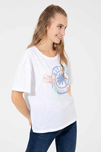 U.S. Polo Assn. Women's White Crew Neck T-Shirt 50248989-Vr013