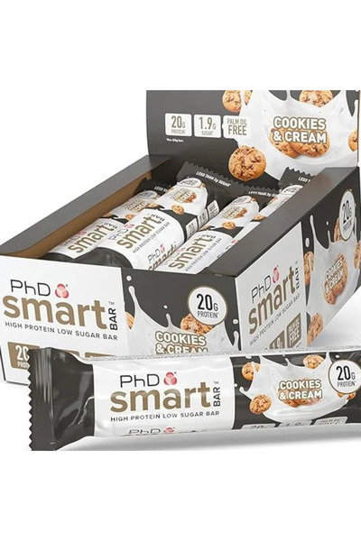 PhD Nutrition سمارت بار كوكيز آند كريم، ١٢ قطعة، غني بالبروتين، قليل السكر، ط...