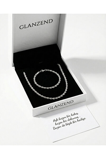 GLANZEND Erkek Burgu Çelik Kolye ve Bileklik Set 2'li 14 Şubat Sevgililer Gün...