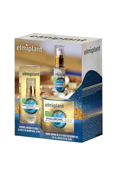 ELMIPLANT Set Cadou Crema Zi Acid Hialuronic 50 ml, Ser Fata cu Acid Hialuron...
