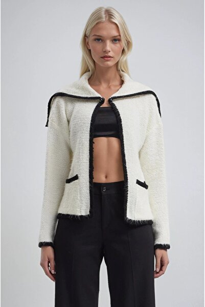 Lijuri Shawl Collar Boucle Fabric Short Cardigan 5204