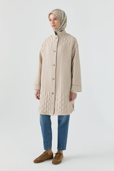 Tuğba Baklava Desenli Mont - Taş