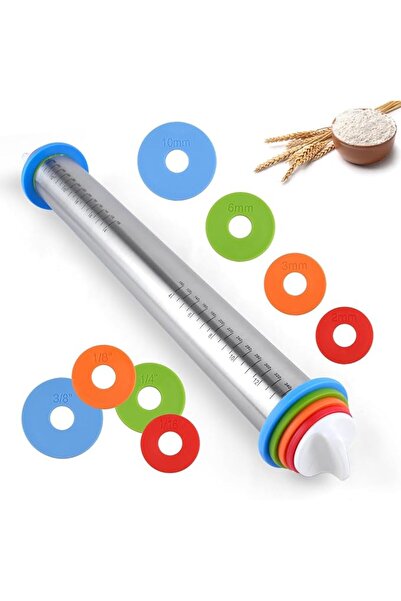 Arabest شوبك قابل للتعديل بأربع حلقات لضبط السماكة للخبز، أسطوانة عجين من الف...