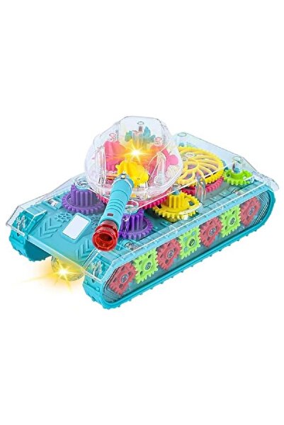 AL ARQAM لعبة دبابة كهربائية للأطفال، لعبة بتصميم تروس شفافة مع أضواء وموسيقى