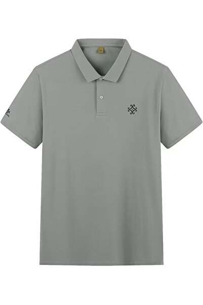 casme Men's Short Sleeve Polo Shirt Classic Collar Embroidered Detail Regular...