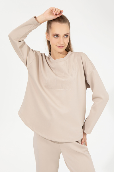 U.S. Polo Assn. سويت شيرت نسائي بياقة دائرية من تا شوت 50256503-VR049