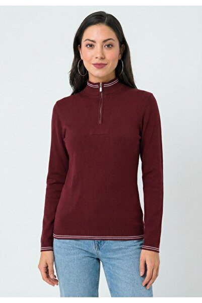 Felix Hardy Women's Half Zipper Sweater - Burgundy
