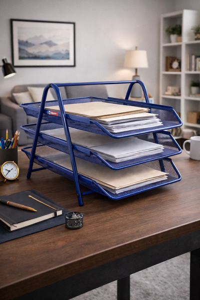 Bigpoint Metal Perforated Document Rack Set of 3 Blue – Bp413-35