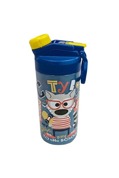 Generic City Boy Going to the School Printed Double Wall Water Bottle for Kids