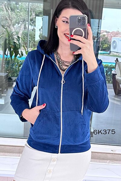 İnce Topuk Hooded Corduroy Cardigan 6K375