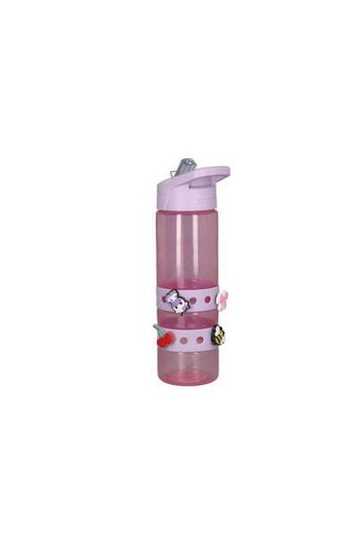 Generic Charm Detail Water Bottle with Straw Pink and Purple 700 ml