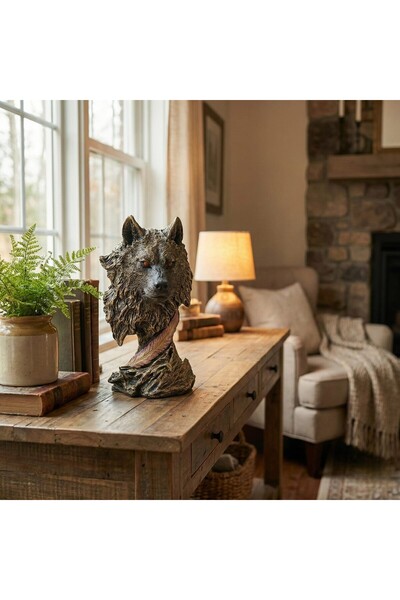 lowena home Dekoratif Tüy Detaylı Kurt Biblo