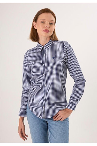 Felix Hardy Checkered Long Sleeve Shirt - Navy Blue