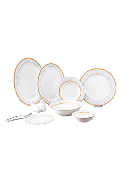 Bien Servi طقم عشاء عصري من العظم الجديد مكون من 30 قطعة