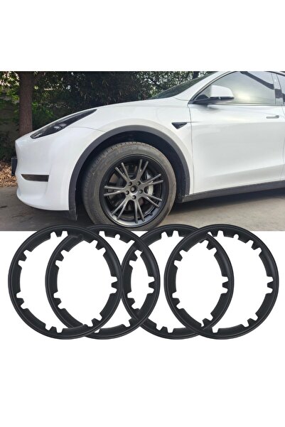 RAMM Tesla Model Y Entegre Jant Koruma Halkası Seti - 19 İnç - Mat Siyah - 4 ...