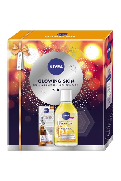 NIVEA Glowing Skin Women Gift Box, Cellular Expert Filler Serum 30 ml, Micell...