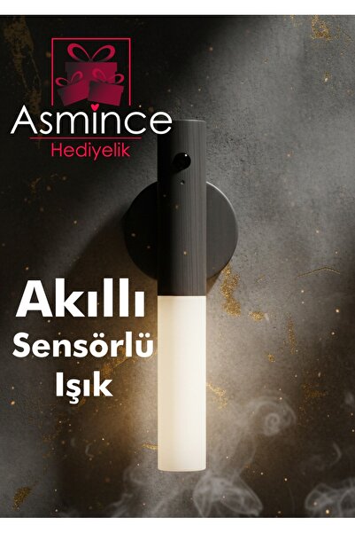 asmince Otomatik Hareket Sensörlü Şarj Edilebilir Akıllı Led Gece Lamba Masa ...