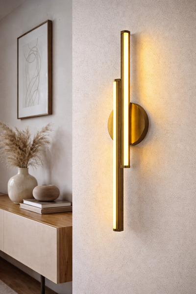 luxshome Lux Dekoratif Gold Eskitme Kasa Çift Pilli Kablosuz Salon Duvar Apli...