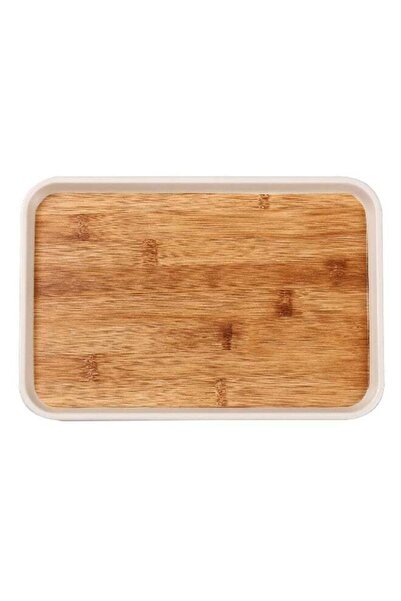 Felli Elegant Durable Rectangular Melamine and Bamboo Serving Tray Brown and ...