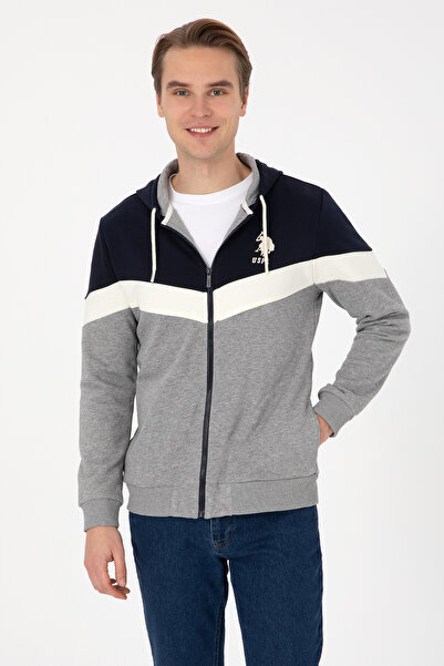 U.S. Polo Assn. Men's Gray Melange Knitted Cardigan 50309005-Vr086