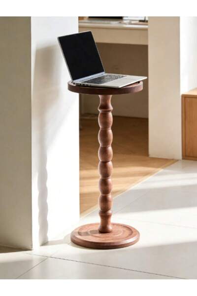 Mtanvxay طاولة قهوة صغيرة مستديرة مصنوعة من مواد طبيعية، مع أرجل من الخشب الص...