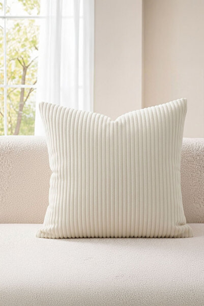 Elart Fuji Подушка-футляр з кантом, оксамитова декоративна (43x43 см) кремово...