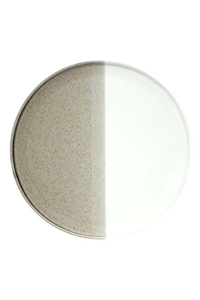 Generic Easy Life Half Glazed Porcelain Dessert Plate Beige and White 21 cm