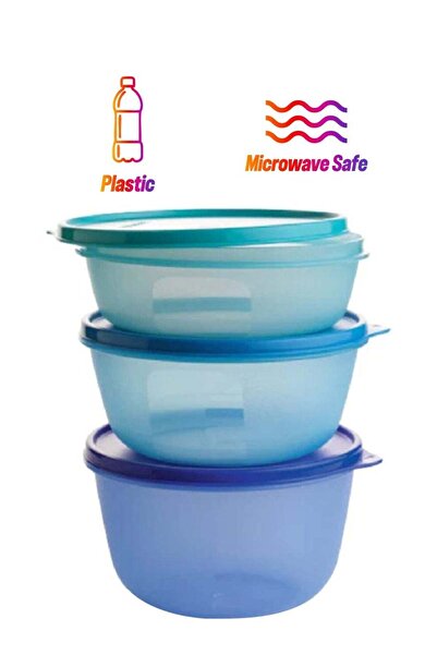 Generic طقم أوعية بلاستيكية من تابروير مكون من 3 قطع، آمن للاستخدام في الميكر...