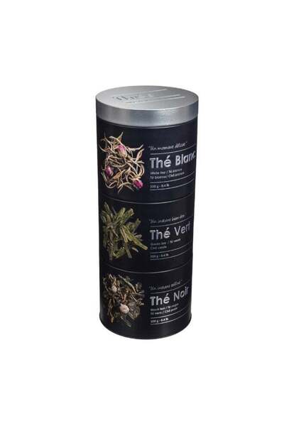 Generic Five Simply Smart 3-Compartment Metal Tea Box Black and Silver