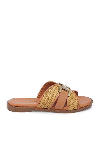 Tergan Taba Hasır - Deri Kadın Terlik - K25Y1TR67962-L8R