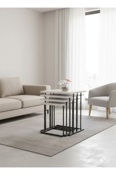 Zigon 4lü sehpa siyah beyaz 18 mm mdf