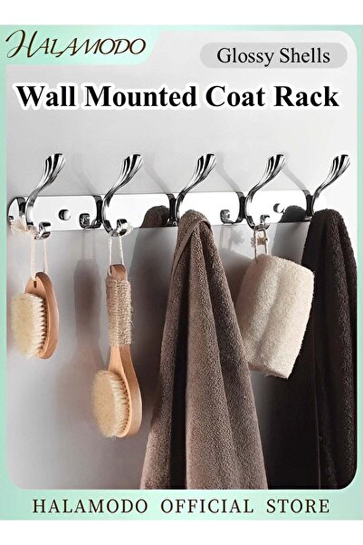 HALAMODO علاقة ملابس جدارية بخمسة خطافات
