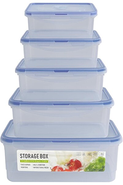 Feelings Plastic Food Storage Containers Set, 5-Piece with Clip - lock Lids, ...