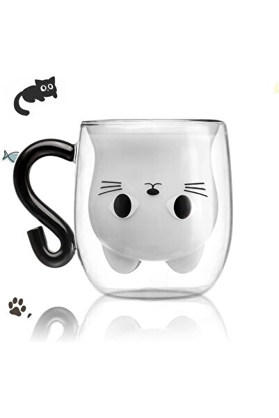 KASTWAVE كوب قطة سوداء، كوب لطيف بمقبض