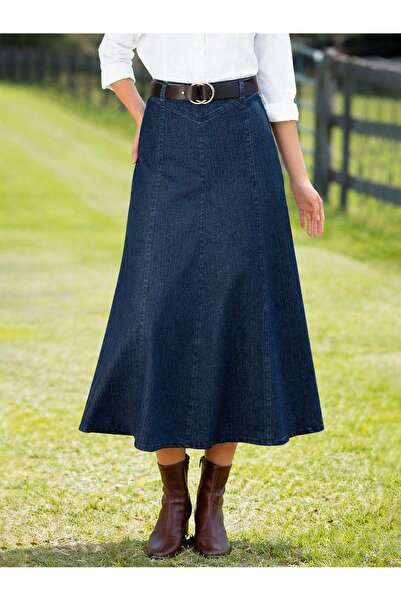 VELLICHOR Women's High Waist Denim Long Skirt - Blue