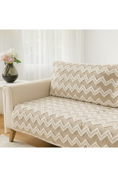 GOLD HOME COLLECTION SAKALLI KOLTUK ÖRTÜSÜ ZİGZAG