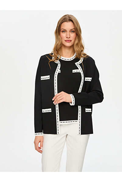 Faik Sönmez Renk Bloklu Triko Hırka