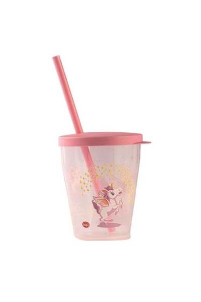 Generic Unicorn Tumbler with Straw and Lid Pink and Clear 385ml