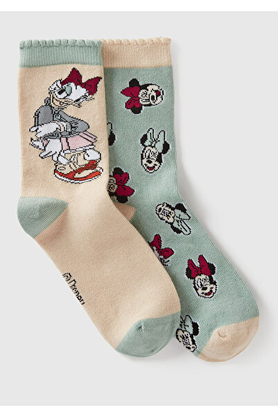 United Colors of Benetton Boy's beige & mint disney print socks