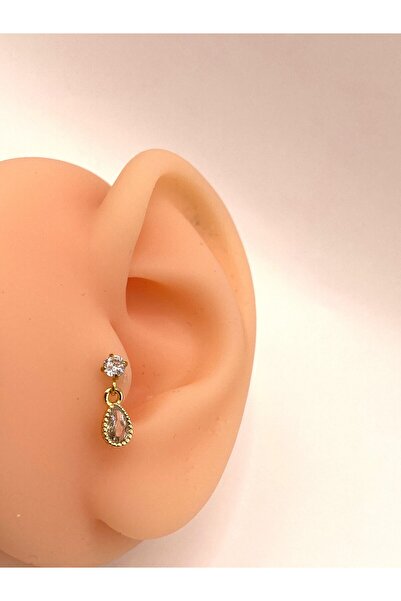 kurukafagift Çelik Piercing Zirkon Taşlı Damla Figürlü 8 mm