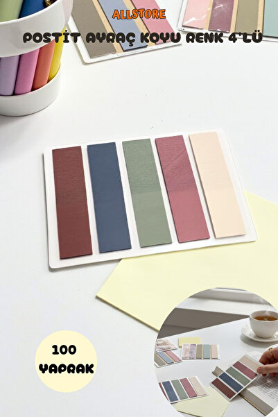 ALLStore 5 Renk Şeffaf Koyu Renk Yapışkan Ayraç Seti – Fosforlu Not ve Sayfa ...