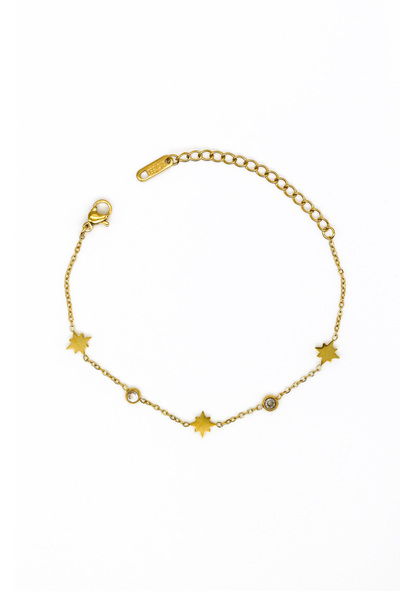 Nearsis Steel Star Chain Bracelet with Zircon Stones